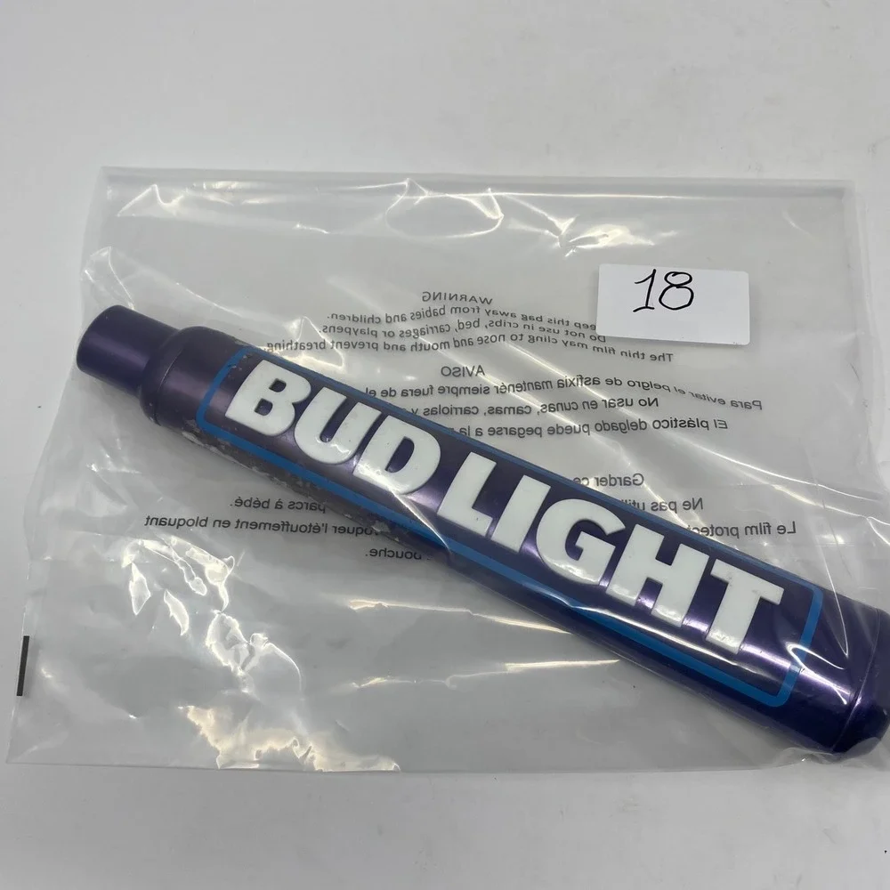 Bud Light Beer Tap Handle Metallic Purple Raised Lettering Barware Man Cave